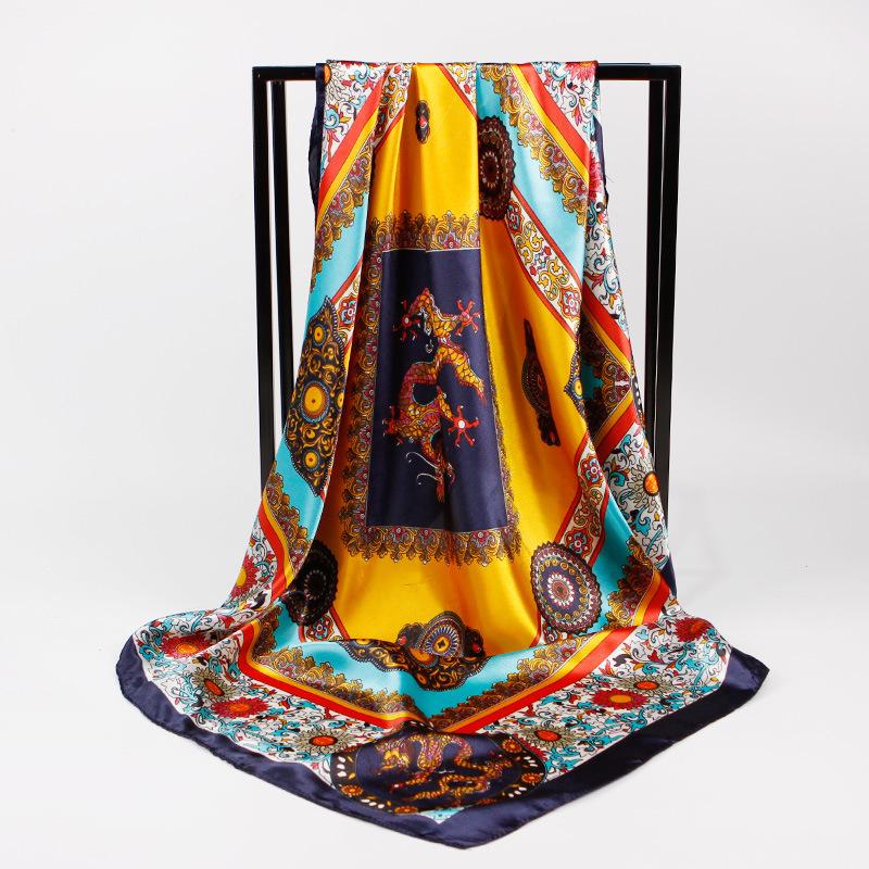 

Scarves 40Style Silk Women Foulard 90*90cm Square Head Scarf Ladies Shawl Wrap Muffler Pareo Bandanna Chiffon Hijab Poncho