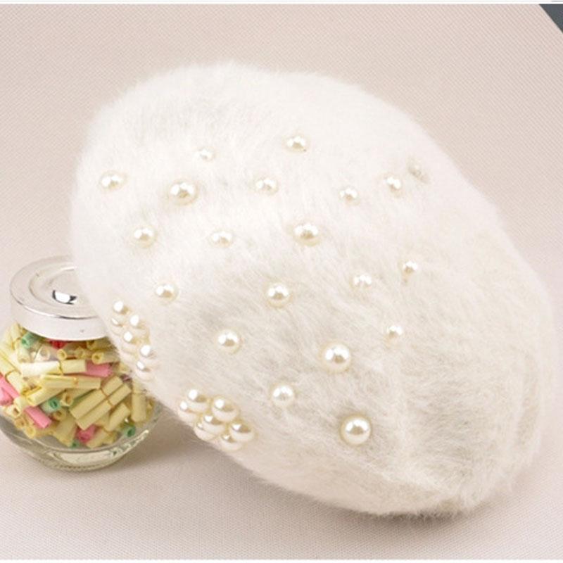 

Berets Jiexijie Hair Hat Winter Warm Pearl Beanie For Women Ladies Ski Cap Beret Girls 2021 Arrivals, Pink