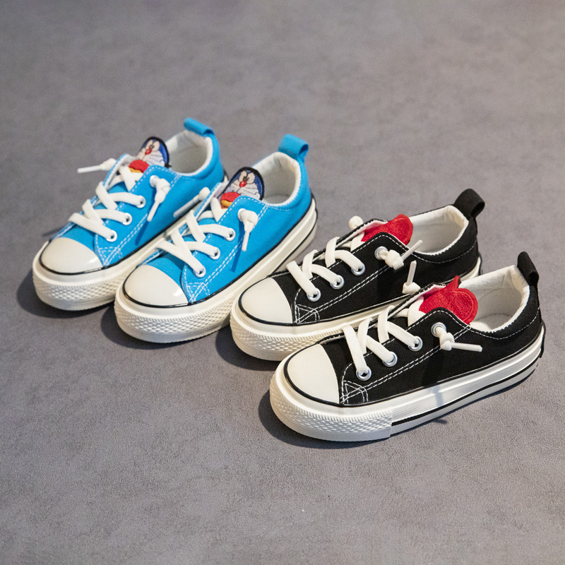 

Children' canvas shoes for boys and girls 2021 spring and autumn new one-step baby canvas shoes soft sole shoes tide children, Black;grey