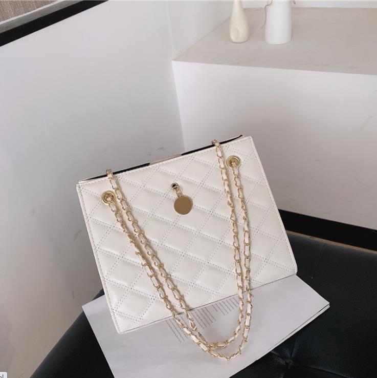 

Lattice Large Tote bag New High quality PU Leather Women's Designer Handbag Large capacity Chain Shoulder Messenger Bags, Black