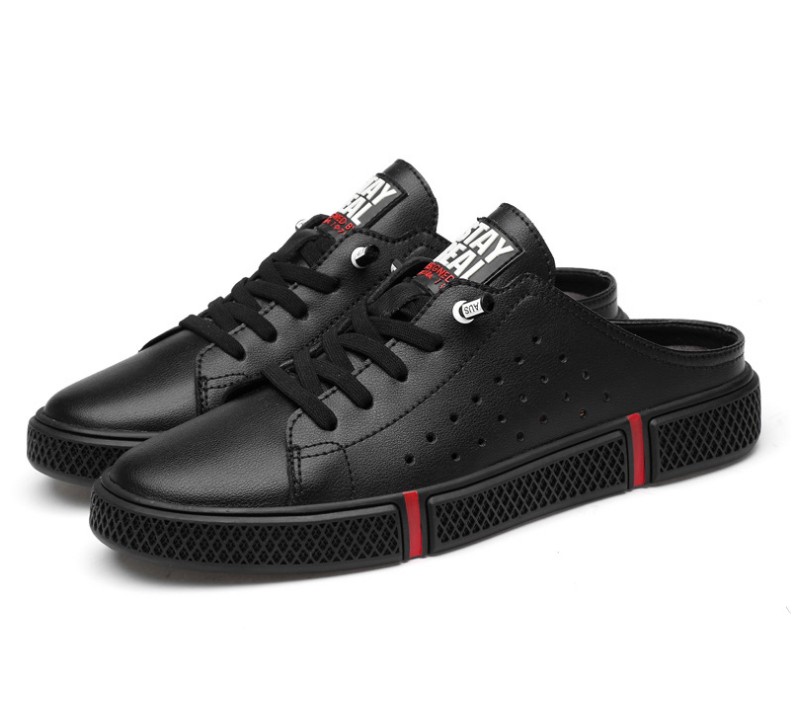 

Summer Men Sandals Outdoor Leather Casual Shoe Breathable Men's shoes Flats Moccasins Loafers Big Size 38-46 zapatos, Black