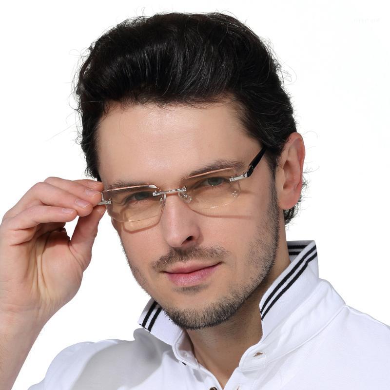 

Sunglasses JIAYU Fashionable Ultralight Rimless Reading Glasses Yellow Lens Anti-Blu-Ray Computer Presbyopia Glasses+1.0 To +4.0