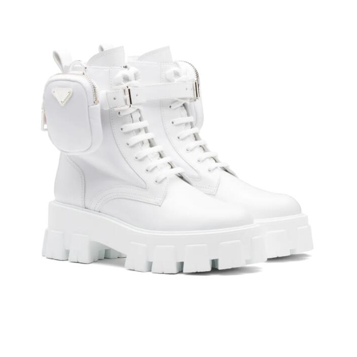 

Designer Rois Ankle Boots white Nylon Combat Boot Martin Bootis winter Martin leather nylon bouch attached ankle
