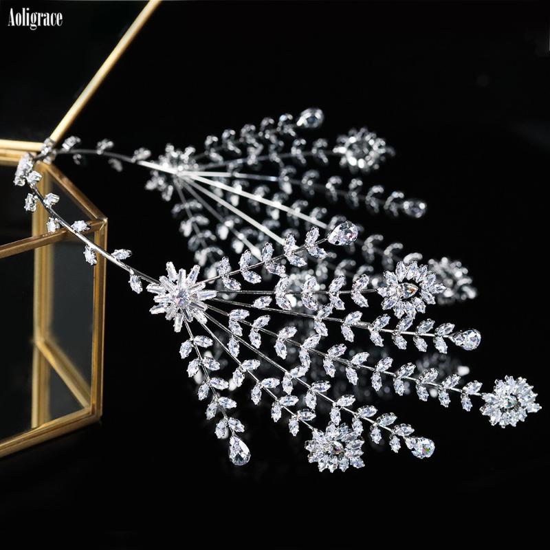 

Hair Clips & Barrettes European CZ Zircon Wedding Headband For Women Bride Cubic Zirconia Adjustable Queen Bridal Hairband Party Prom Jewelr