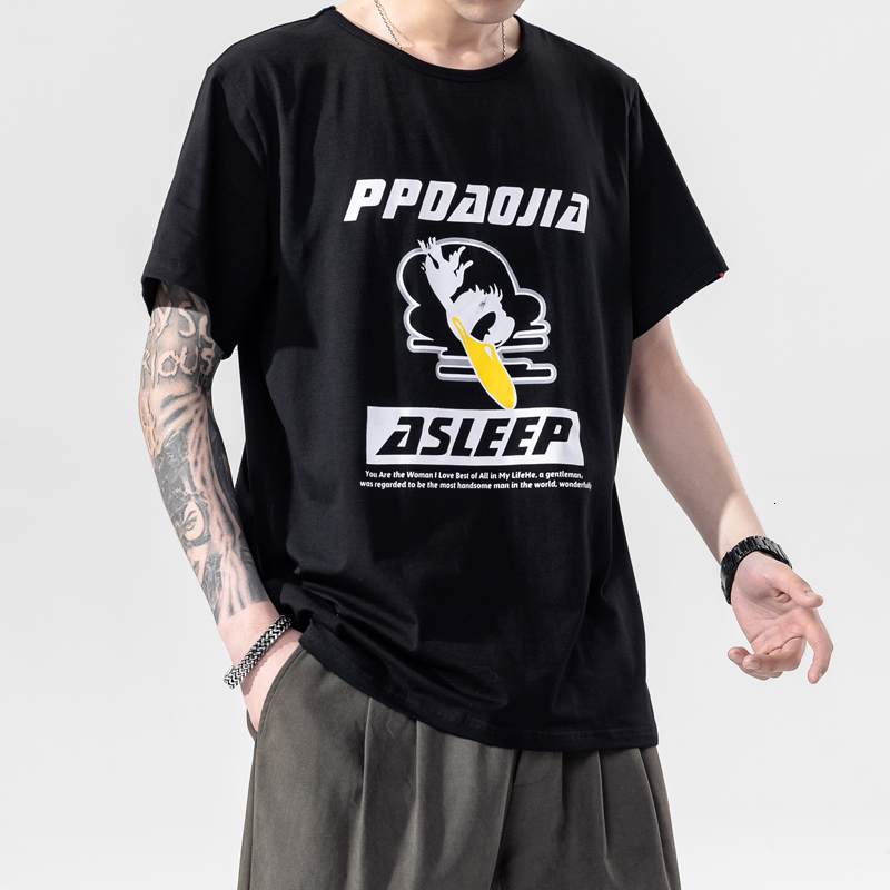 

2021 Men Summer New Arrival Japan Plus-size Cartoon Printed Short Sleeves Casual Top Harajuku T-shirt Male G6hv, Gray