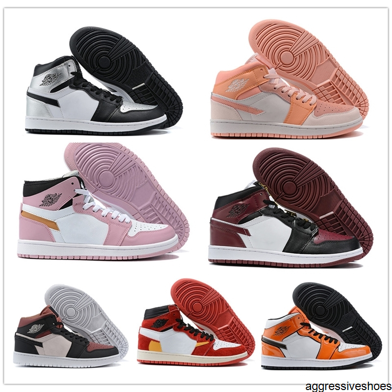 

High OG 1 Mid WMNS Silver Toe Atomic Orange Men athletic shoes jumpman 1s Zoom Comfort Pink Glaze Women sports sneaker trainers with box