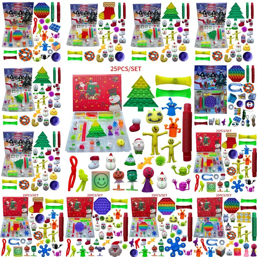 

24/25 Days Christmas Fidget Toy Xmas Countdown Calendar Blind Boxes Push Bubbles Kids Gifts 10 Styles Advent Calendar Christmas Box
