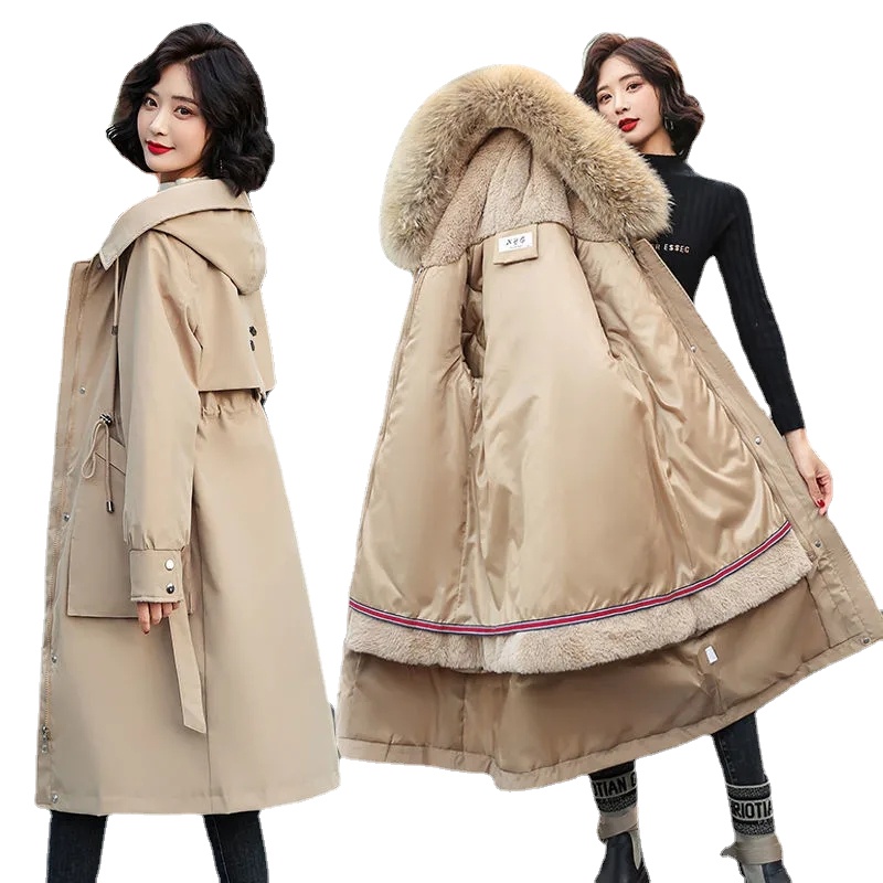 

Party Dresses novas mulheres parkas inverno jaqueta com capuz longo casaco grosso quente feminino algodão acolchoado parka, Black