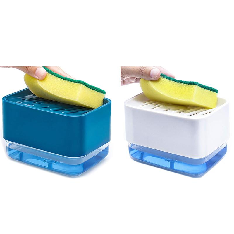 

Soap Dispenser for Kitchen Sink + Sponge Holder, Hollow Design, Soap Pump Dispenser Counter Top Sink