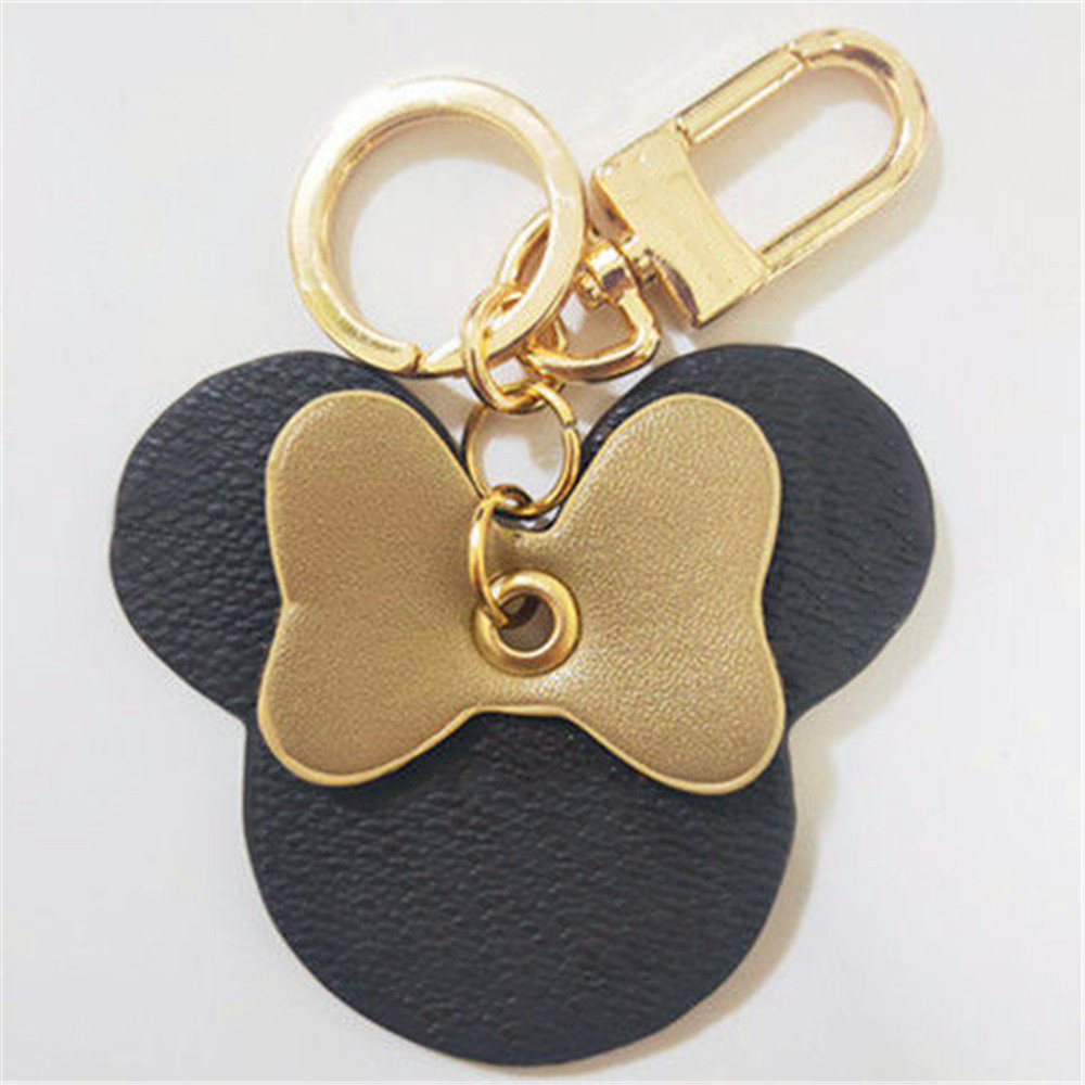 

Cartoon Keychains Plaid Mouse Designer Bow PU Leather Animal Bag Pendant Charm Girls Cars Keyrings Chains Holder for Women