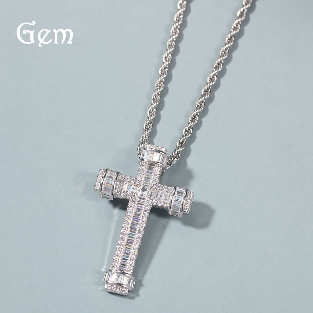 

Hip hop Cross Pendant personalized T-square zircon simple necklace trendy jewelry
