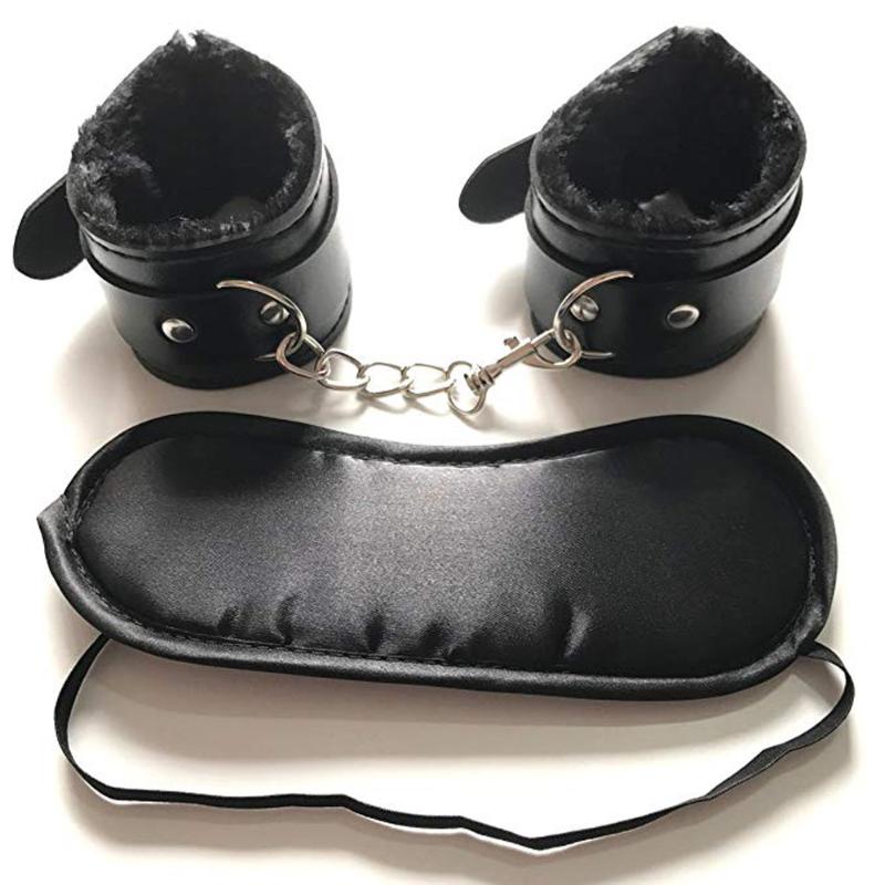 

Party Favor Adult Gifts Gift A Friend Soft Comfortable PU Fur Leather Handcuffs Wrist Cuffs And Blindfold Eye Mask