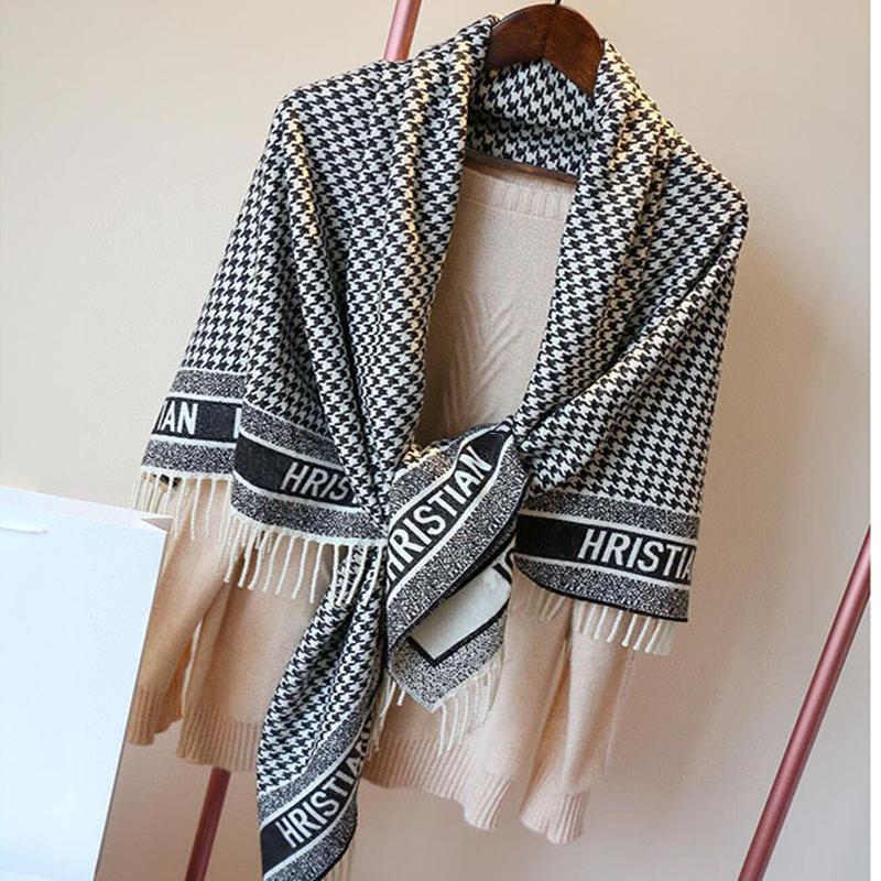 

Scarves Luxury Wool Silk Quality Winter Women's Cashmere Shawl Warm Blanket Cloak Scarf Female Brand Thickened Zoo