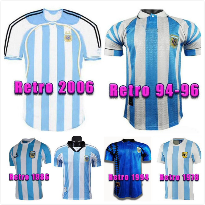 

2006 1994 1998 Maradona Argentina Retro soccer jerseys 1978 1986 Vintage classic child sets Football Shirts 86 boys suits