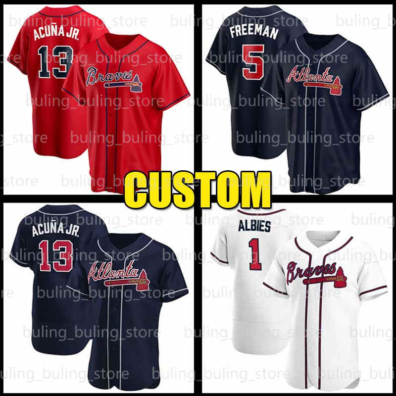 

5 Freddie Freeman Jersey Atlanta Ronald Acuna Jr 10 Chipper Jones Marcell Ozuna 26 Mike Foltynewicz 40 Mike Soroka 51 Will Smith Brave, Blue;black