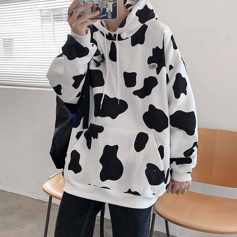 

Men's Hoodies & Sweatshirts Autumn Winter Female Cow Printed Women Sweatshirt Hoodie Long Sleeve Fashion Women's Casual Lady Hooded Tops, Black
