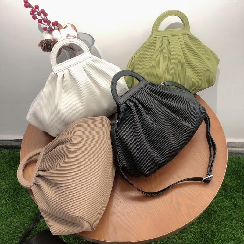 

Evening Bags Elegant Soft Leather Circle Ring Hand Bag Dumpling Luxury Handbags Ruched Design Daily Pouch Small Female Crossbody, Black