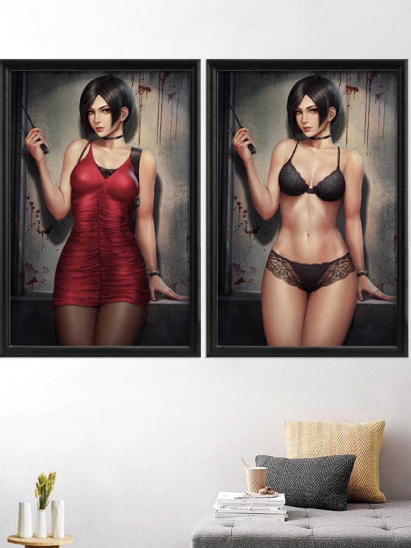 

Paintings Ada Wong Anime Sexy Nude Jill Valentine Claire Girl Cartoon Game Art-Poster Silk Living-Bedroom Wall Decoration Home Custom