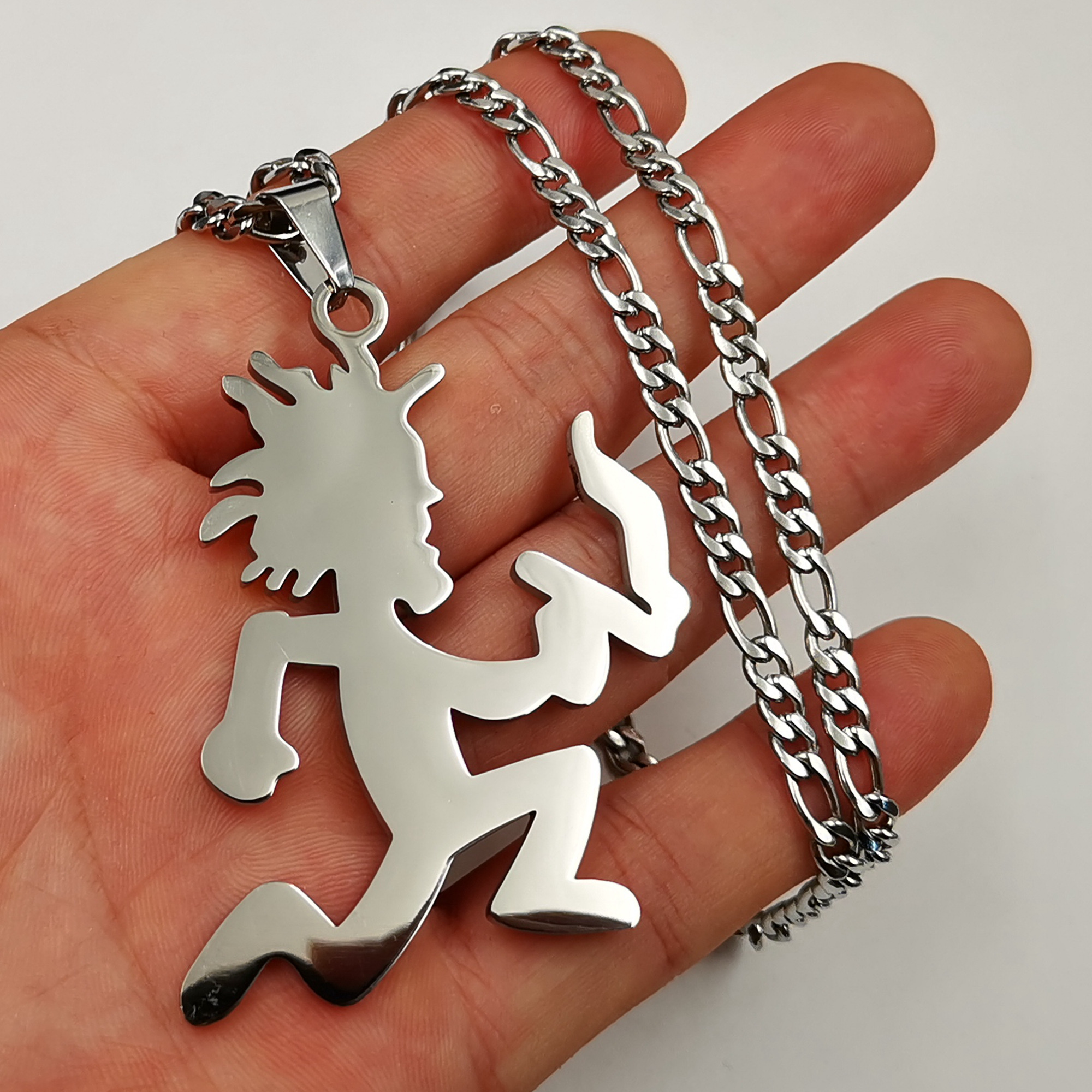 

Mens Silver Juggalo/Juggalette ICP HATCHETMAN Necklace Blunt Man Charms pendant stainless steel jewelry NK Chain 4mm 24 inch