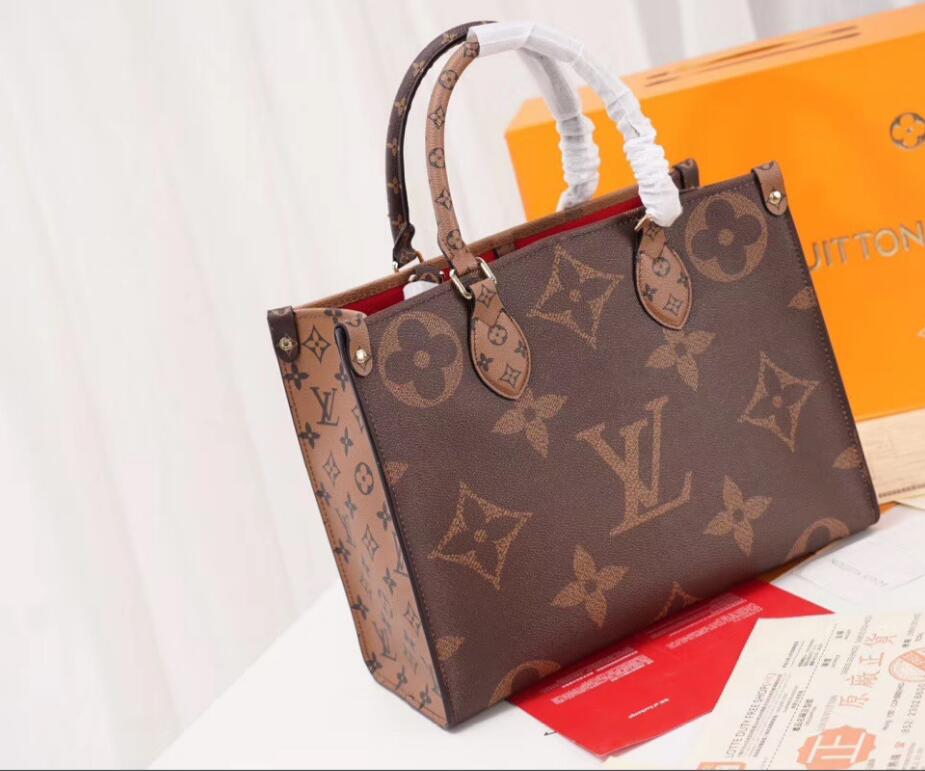 

Tote Leather Serial Number Handbag Purse Embossed Leather Ladys Handbags Purses Bags GGLVLouisVitton YSLVUTTON, Red;black