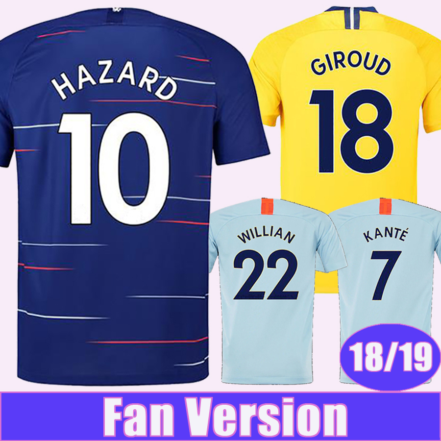

2018 19 HAZARD Soccer Jerseys GIROUD MORATA KANTE Home Away 3rd Mens Football Shirts WILLIAN PEDRO FABREGAS Short Uniforms, Qm3416 18 19 home no patch