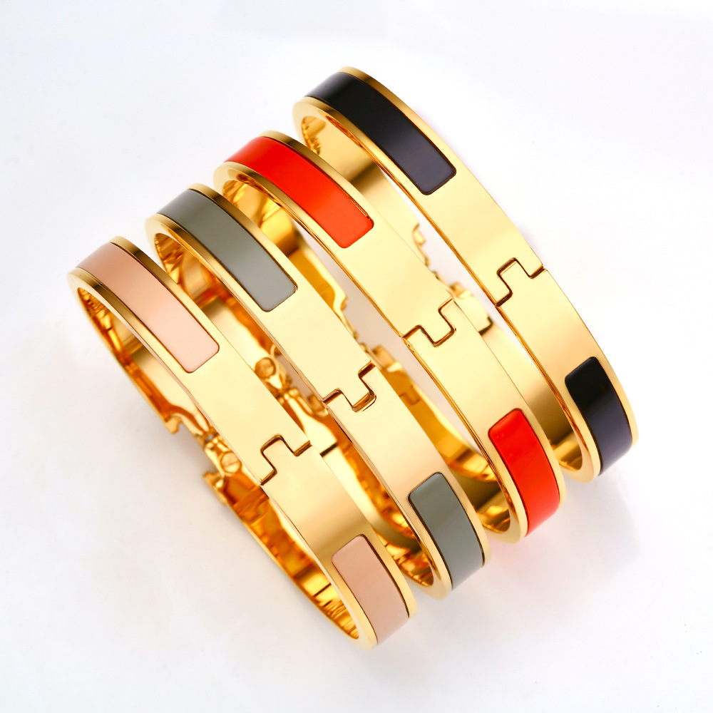 

New Style Gold Letter Buckle Rainbow Enamel Bangle Bracelet Designer Women Men Stainless Steel Bracelets Jewellry