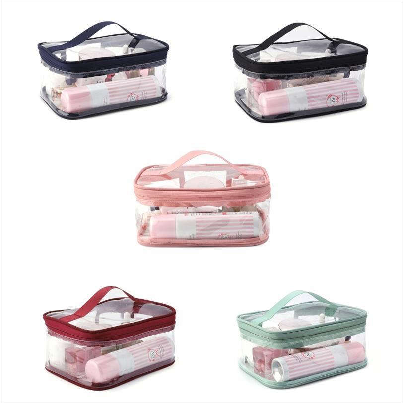

pvc clear travel toiletry makeup cosmetic bags zipper waterproof transparent organizer cosmetics pouch daily handbags with handle