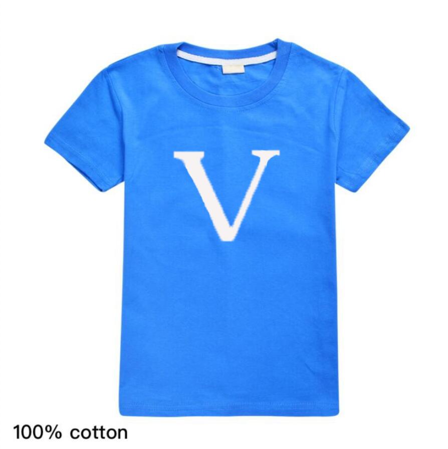 

2022 Summer Short Sleeve Kids T-shirt Classic print Baby Clothes Boys Girls Tops Thin Round Neck Cotton 2-7 Years, Red