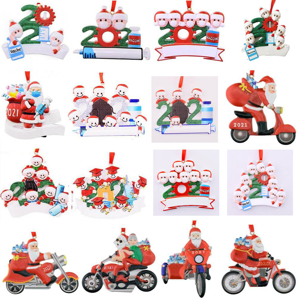 

96 Styles 2021 Christmas Decorations DIY Name Blessing Mask Personalized Resin Snowman Christmas Decor Hanging Pendant