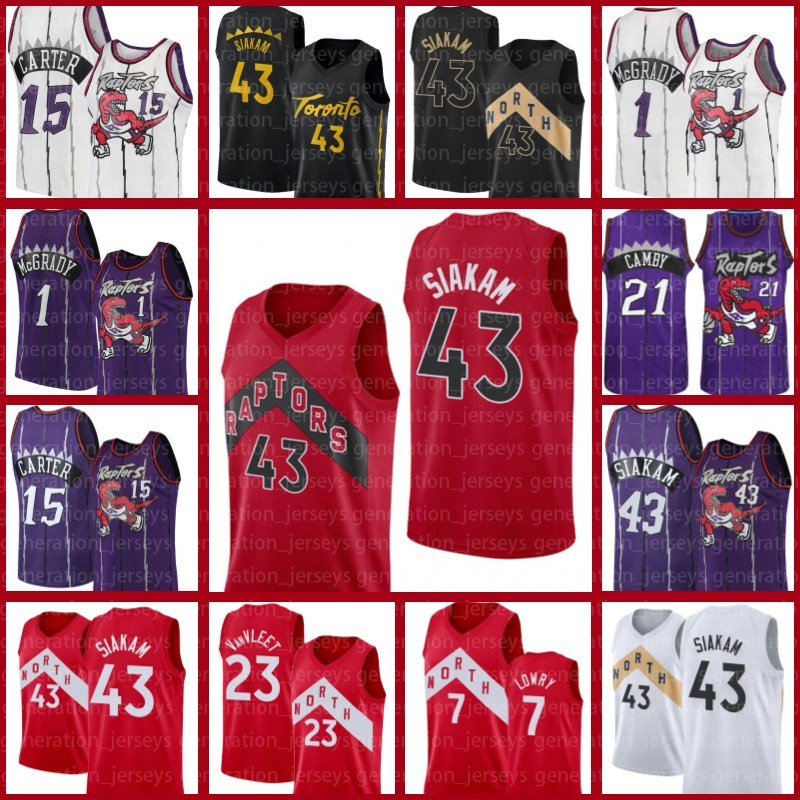 

Kyle 7 Lowry Toronto Raptors Jersey Vince 15 Carter Pascal 43 Siakam Marcus 21 Camby Basketball Fred 23 VanVleet Basketball Men, Black;red