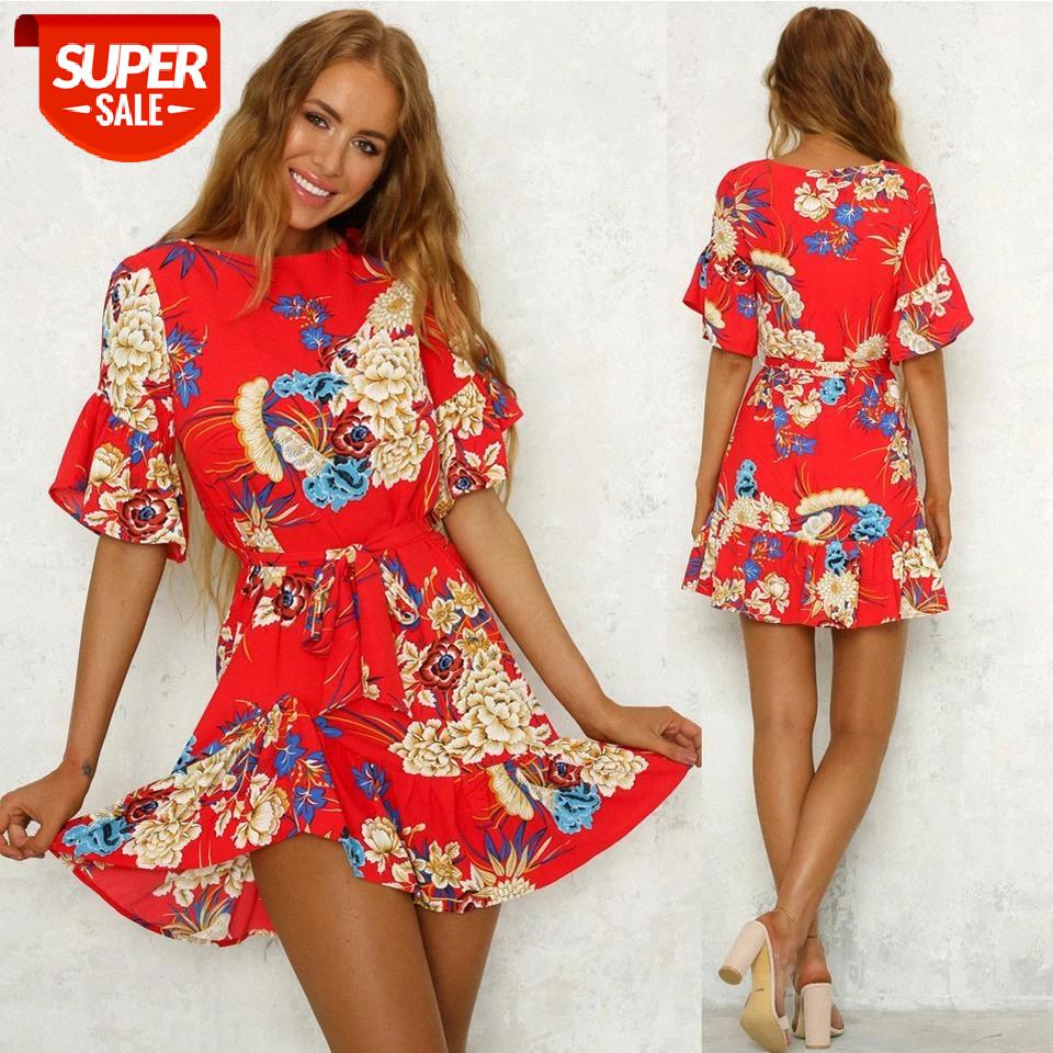 

Women Floral Leopard Print Short Mini Flare Dress Summer Boho Casual Party Skirt #Ui4y, Black;gray