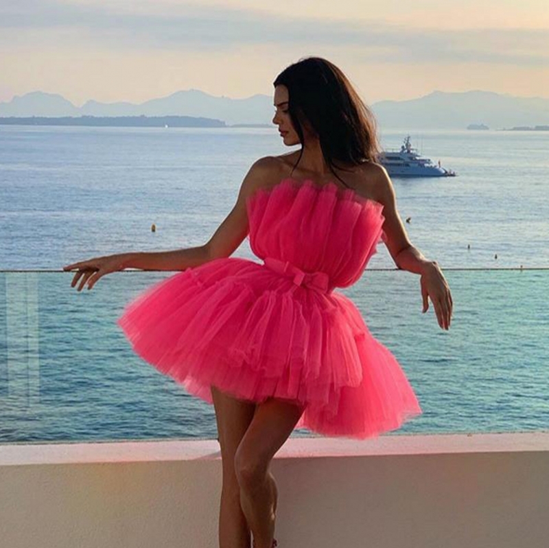 

2021 New Robe De Soriee Pink Es Pleated Women Formal Prom Party Gown Short Cocktail Khdk