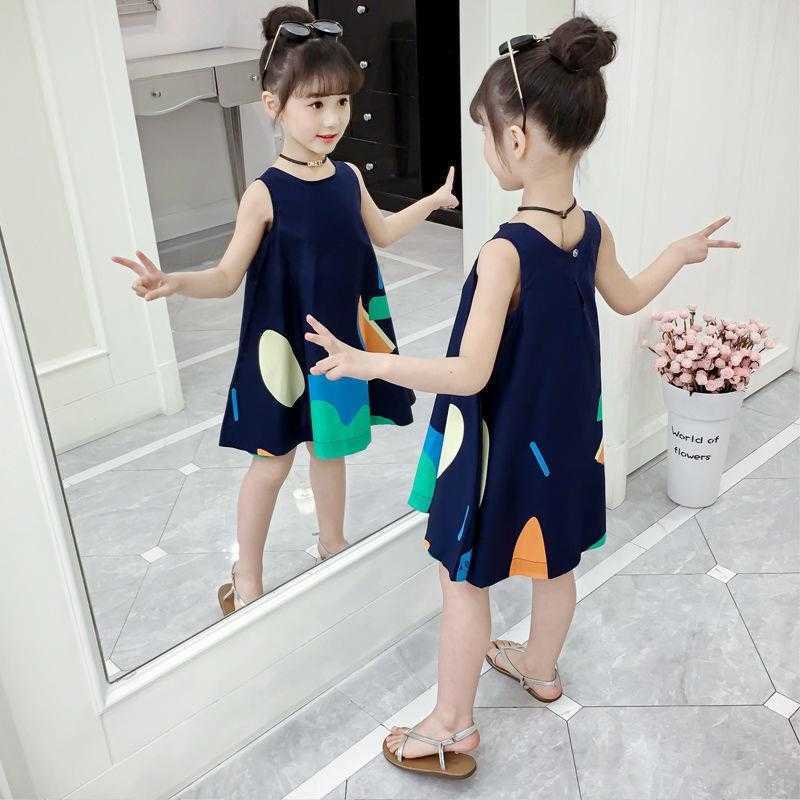 

New Summer 2021 Girls Dress 12 Children's Clothing 11 Cute Dress 9 Student Fashion Cartoons Dresses 8 Years Old 7 Kids, Red