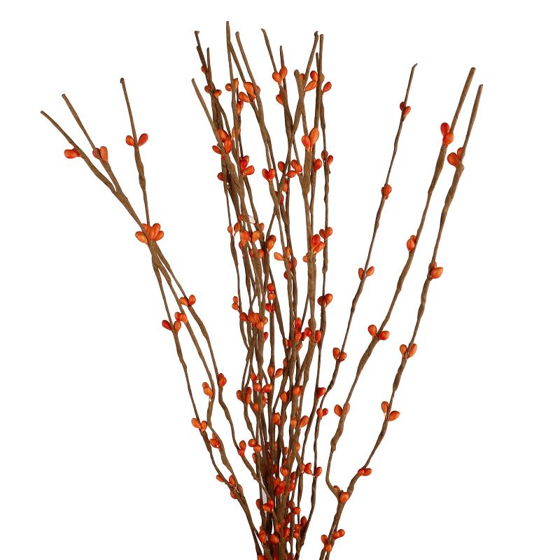 

20pcs Artificial Bendable Berry Stem Garland Rattan DIY Bride Bridesmaid Bracelet Wreath Hair Band Fake Hawthorn Fruit Branchs, Orange
