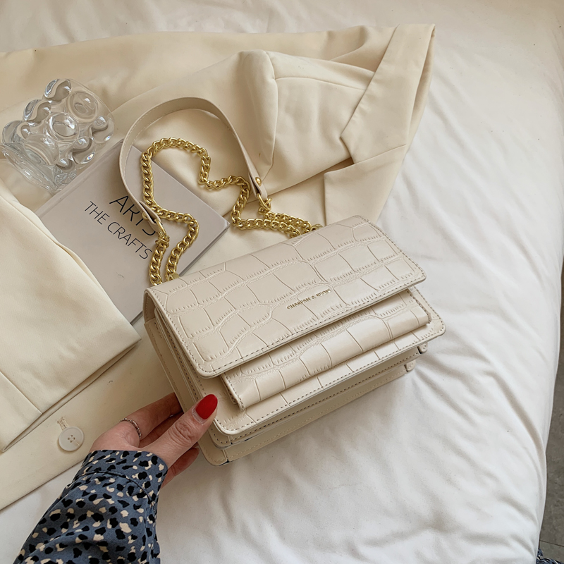 

Crossbody Bags Stone Pattern Small PU Leather FlapFor Women 2021 Trend Lady Trending Shoulder Purses and Handbags, White