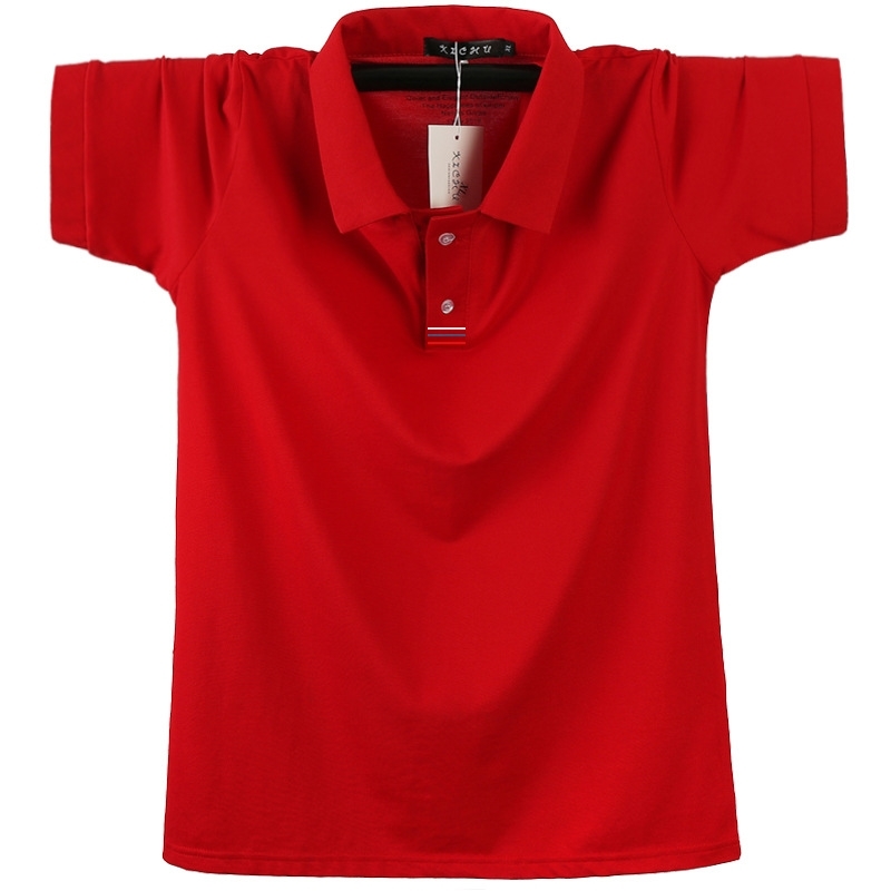 

Fat shirt plus large summer loose cotton men's T-shirt Lapel fat man 6xl, Red solid