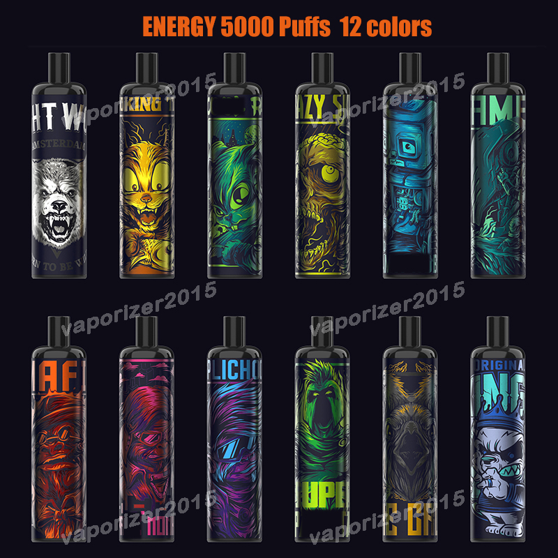 

Disposable Vape ENERGY 5000 puffs Rechargeable E Cigarettes 850mah battery 12ml pre-filled Mech coil airflow control vaporizer VS R and M to