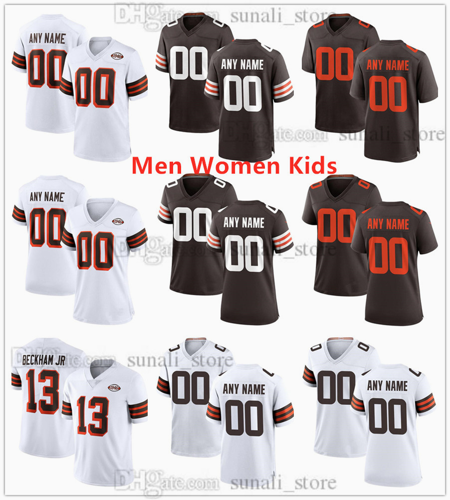 

Stitched Football Jerseys 1946 Collection 6 Baker Mayfield 13 Odell Beckham Jr. 24 Nick Chubb 80 Jarvis Landry Men Women Kids White Brown, Black;red
