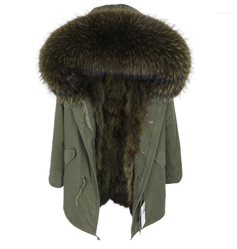 

Men's Down & Parkas Real Racoon Fur Coat For Men 2021 Winter Warm Fashion Raccoon Lining Collar Parka With1