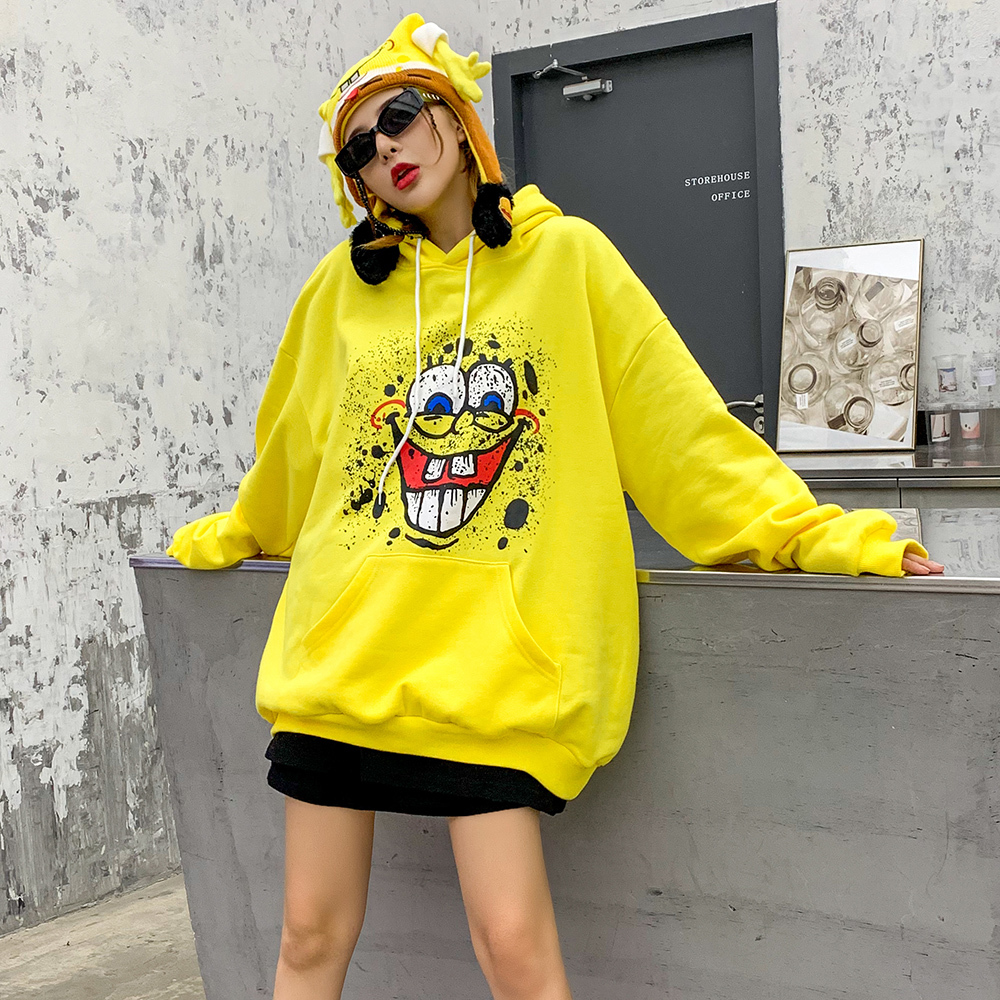 

2021 New Graphic Winter Yellow Clothing Funny Kawaii Harajuku Japanese Cartoon Streetwear Hoodie Oversized Sweatshirts Hoodies Women Hqmd