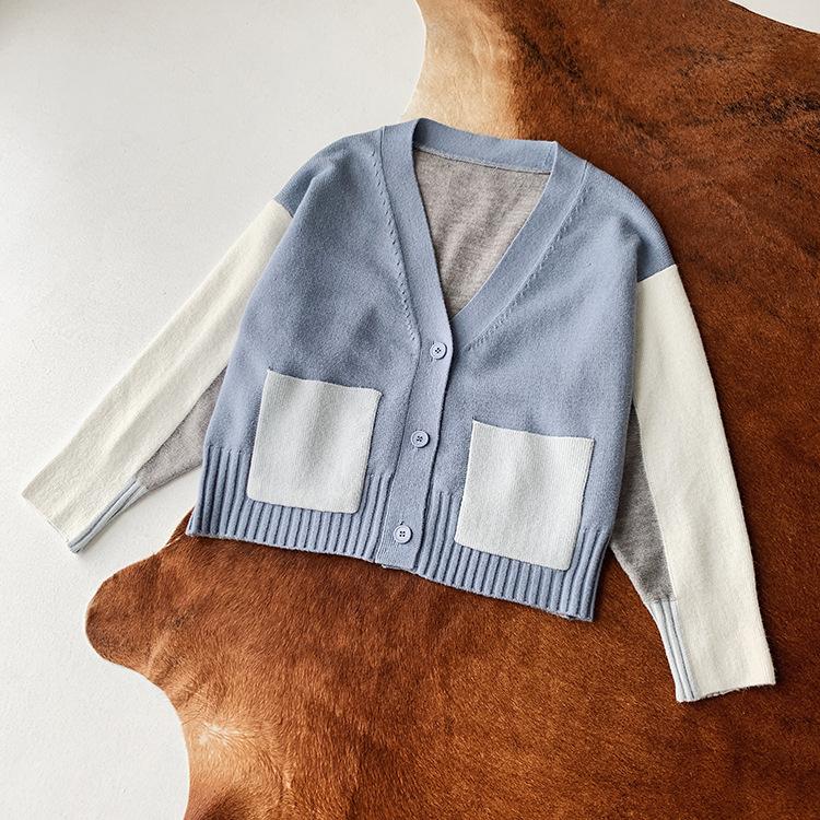 

Women's Knits & Tees Women Knit Cardigan Sweater Long Sleeve V-neck Single Breasted Color Patchwork Casual Wild Lady, As pic