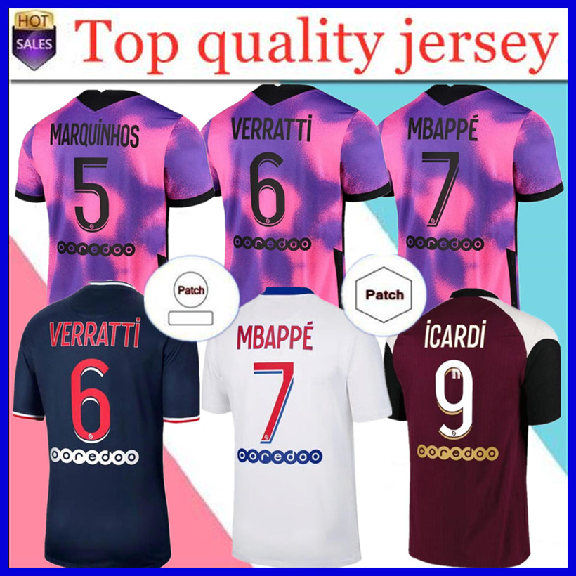 

2021 maillot 4th purple soccer jerseys MBAPPE 20/21 ICARD VERRATTI kids MARQUINHOS football Kits 4TH Football uniform maillot de foot equi, Black