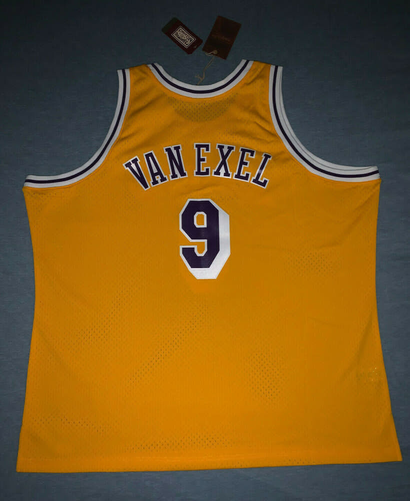 

Men Women Youth Mitchell & Ness 1996 Nick Van Exel SWINGMAN GOLD Jersey Embroidery Custom Any Name Number -5XL 6XL, Yellow