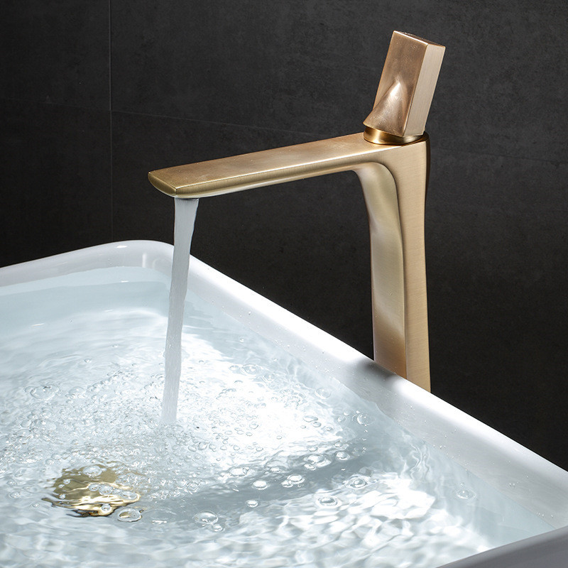 

2021 New Basin Brushed Gold Bathroom Sink Faucet Single Handle Hole Deck Vintage Wash Hot Cold Mixer Tap Crane Bzv1