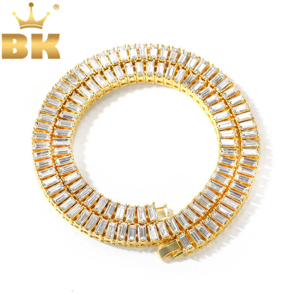 

THE BLING KING 9.6mm Width Baguette Rhinestones Fashion Chain Gold&Silver Color Square Iced Out Necklace Hiphop Men Jewelry