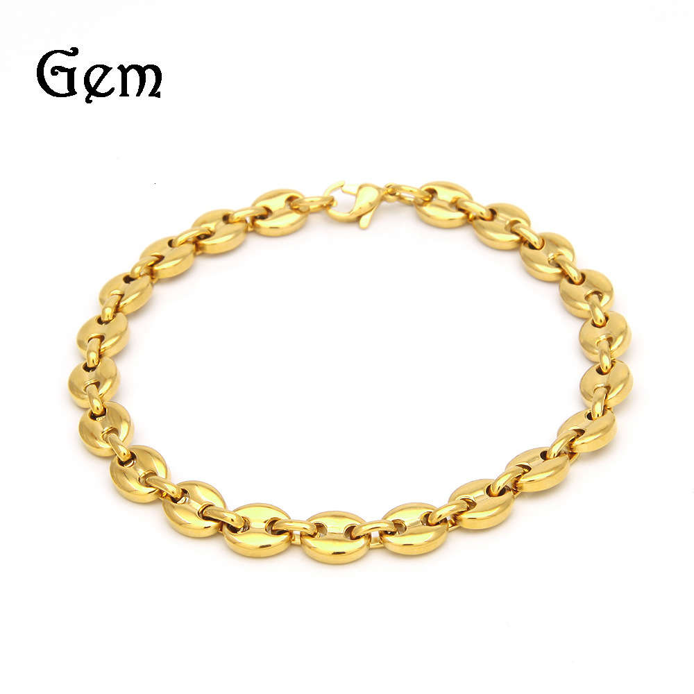 

Hip hop men's stainless steel pig nose Bracelet coffee bean Bracelet vacuum electroplating trend jewelry