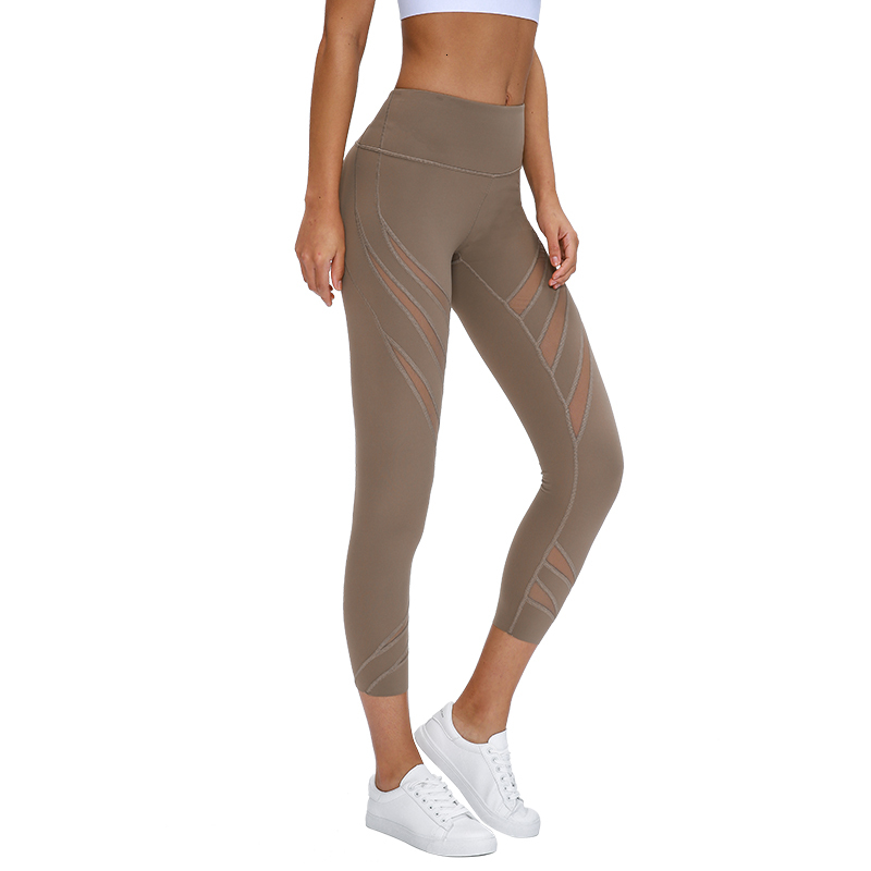 

2021 Macio Nu-feel Crocheted Athletic Capri Yoga Fitness Leggings Women High Waist Gymnasium Sport Tights 4 Way Stretch Running Pants 21-21, Cowboy blue.