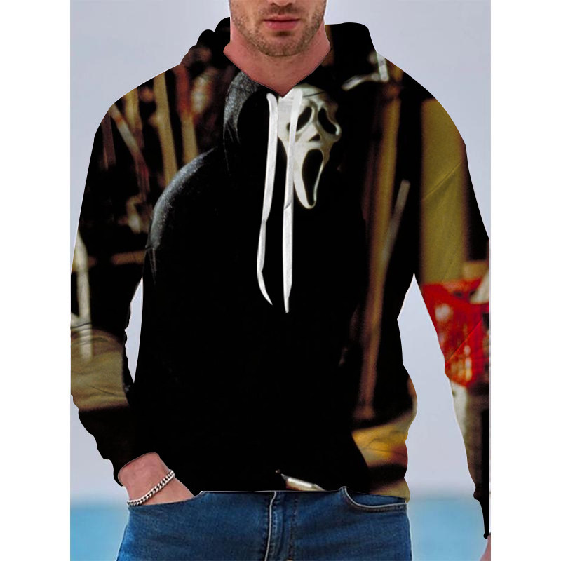 

Halloween puppet Pattern Men s 3D Printing Hoodie Visual Impact Party Top Punk Gothic Round Neck High Quality American Sweatshirt Hoodie, Black