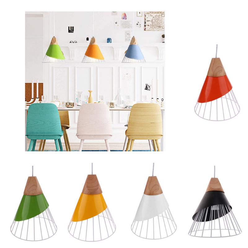 

Lamp Covers & Shades E27 Chandelier Shade Decor Home Iron Wood Lighting Fixture