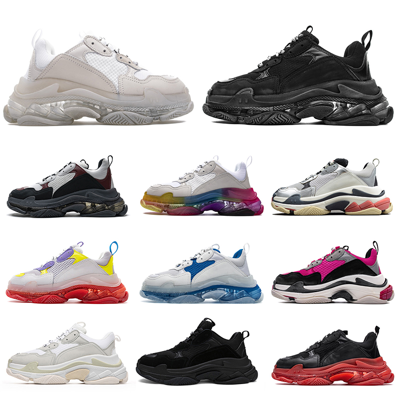 

Fashion Triple S Mens Womens Platform Sneakers Clear Sole Shoes 17FW Black All White Off Crystal Bottoms Luxurys Designers Vintage Sports Trainers Shoe, #b11 36-40 clear sole white purple